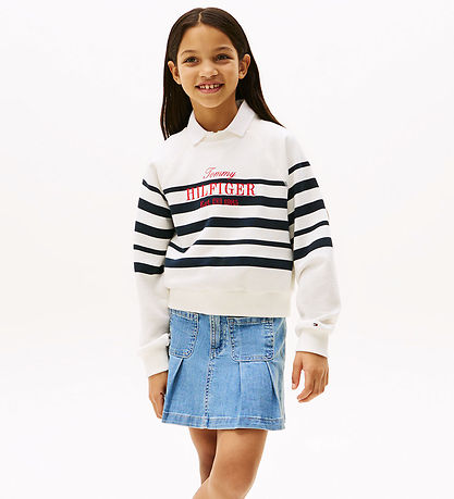 Tommy Hilfiger Sweatshirt - Schriftzug - Dark Nacht Navy Stripe