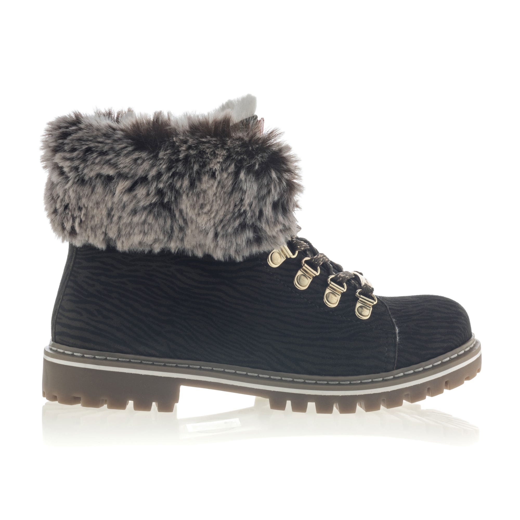 Bottines à lacets Femme en cuir kaki