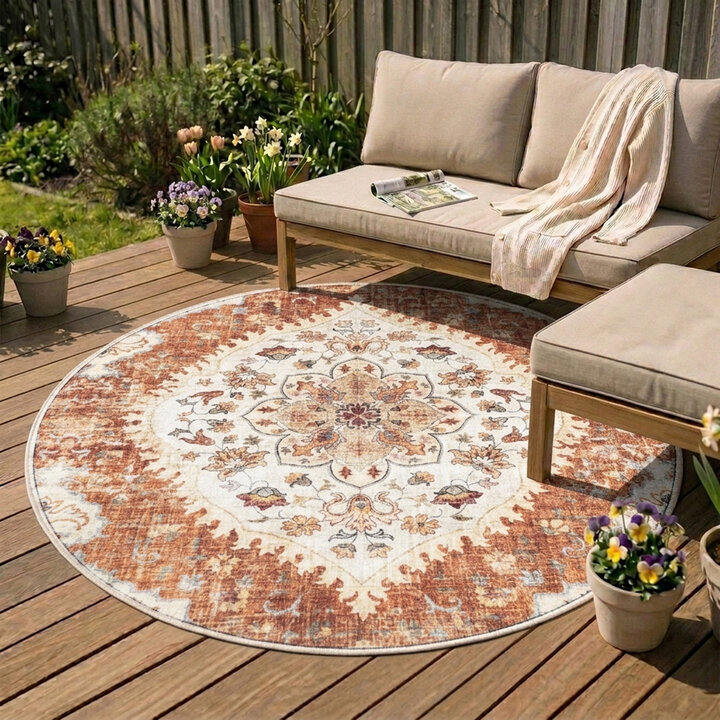 Rond vintage buitenkleed - Santo Mandala Terra