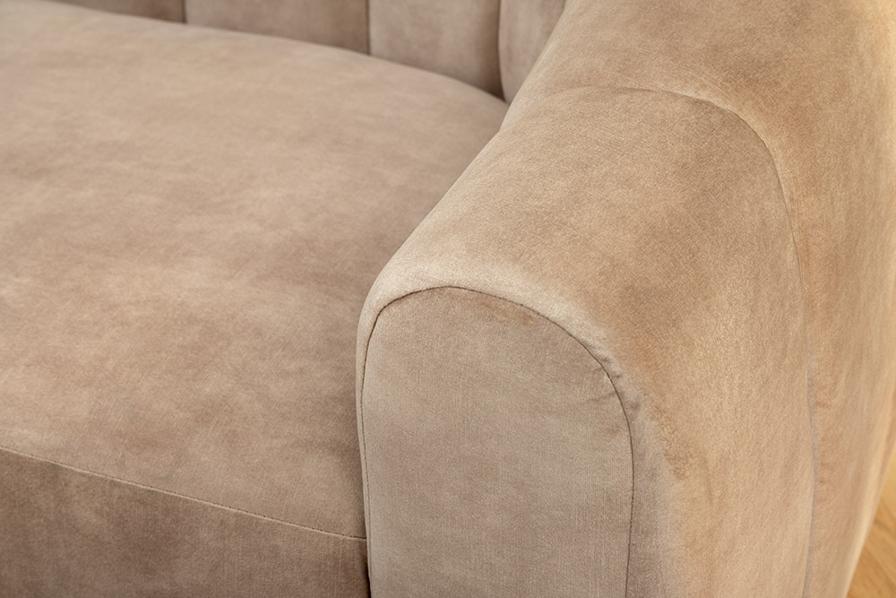 3-Sitzer Sofa BABYLON 200cm champagner beige Samt mit Ziersteppung