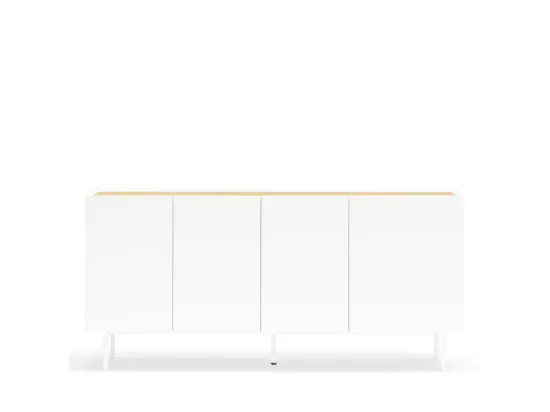 Arista - Buffet en bois 4 portes 3 tiroirs L165cm : Couleur - Blanc