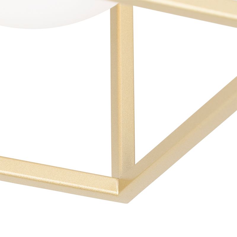 Design plafondlamp goud met wit glas - Aniek