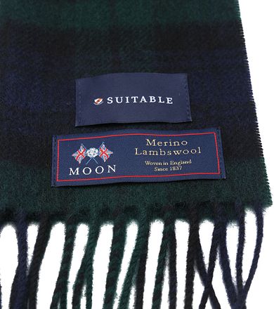 Suitable Sjaal Ruit Merino Wol Navy Groen SCARV-STBL-AW24-02 kopen