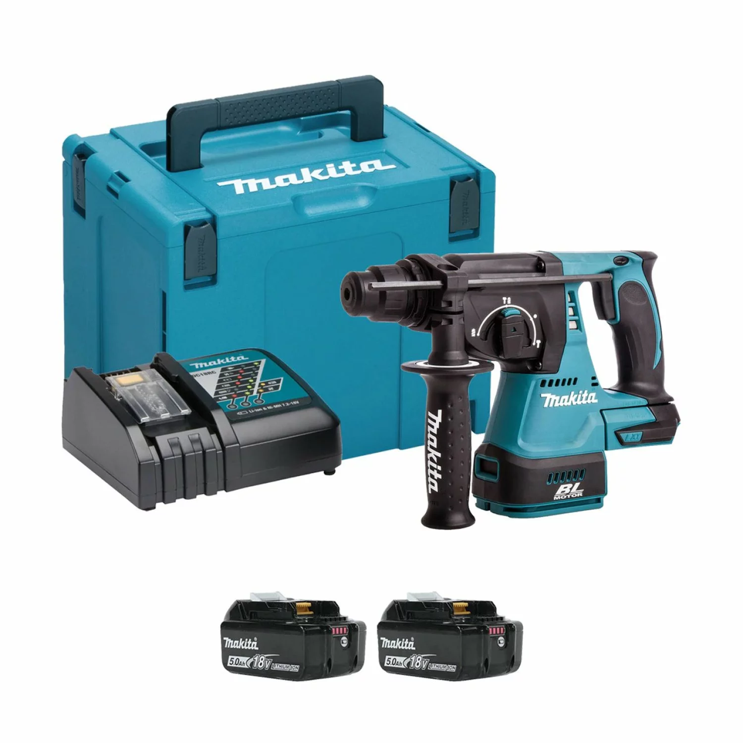 Makita DHR242RTJ 18V Li-Ion Accu SDS-plus combihamer set (2x 5.0Ah accu) in Mbox - 2J - koolborstelloos