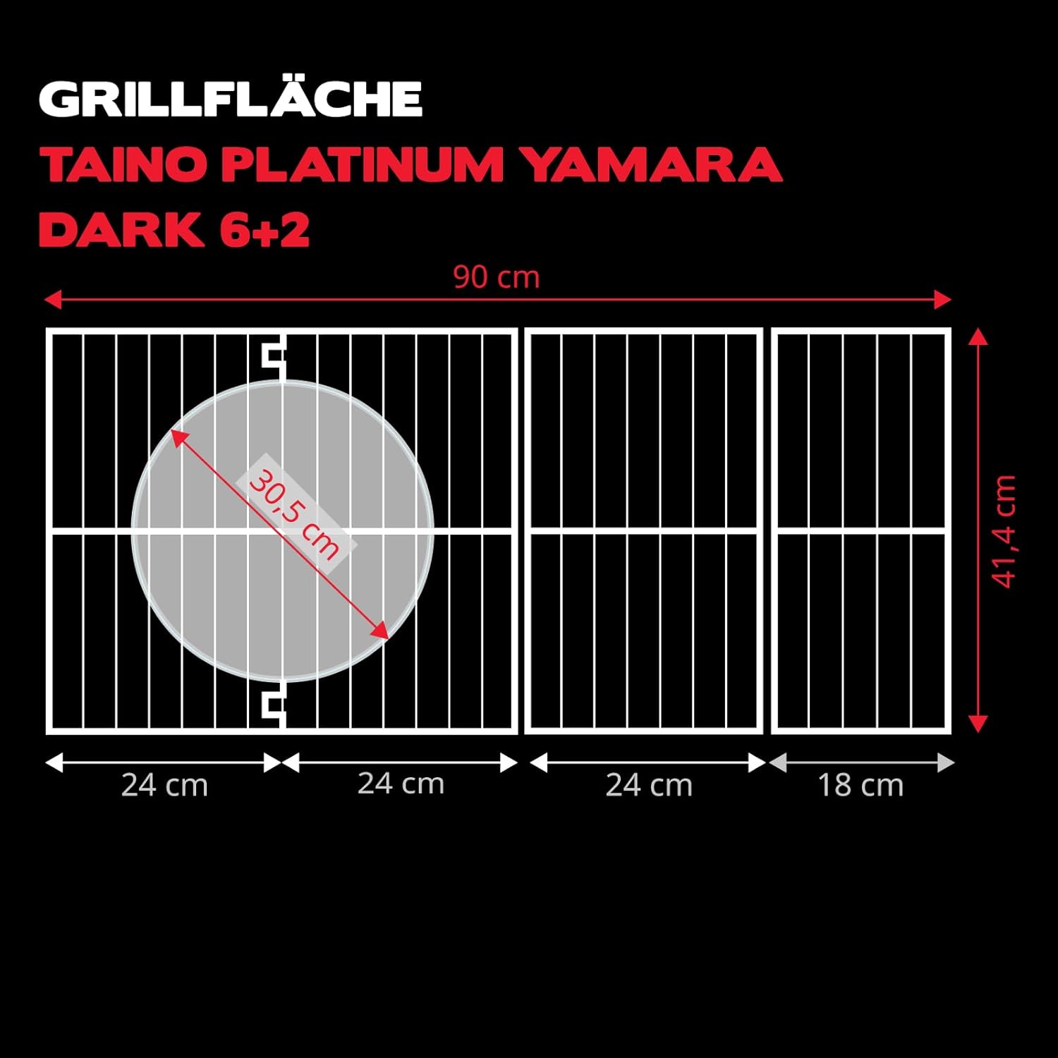 TAINO PLATINUM YAMARA DARK 6+2 Gasgrill Stahl 6 Brenner Keramik Sear-Burner Keramik Backburner Piezo-Zündung Grillrost Gusseisen