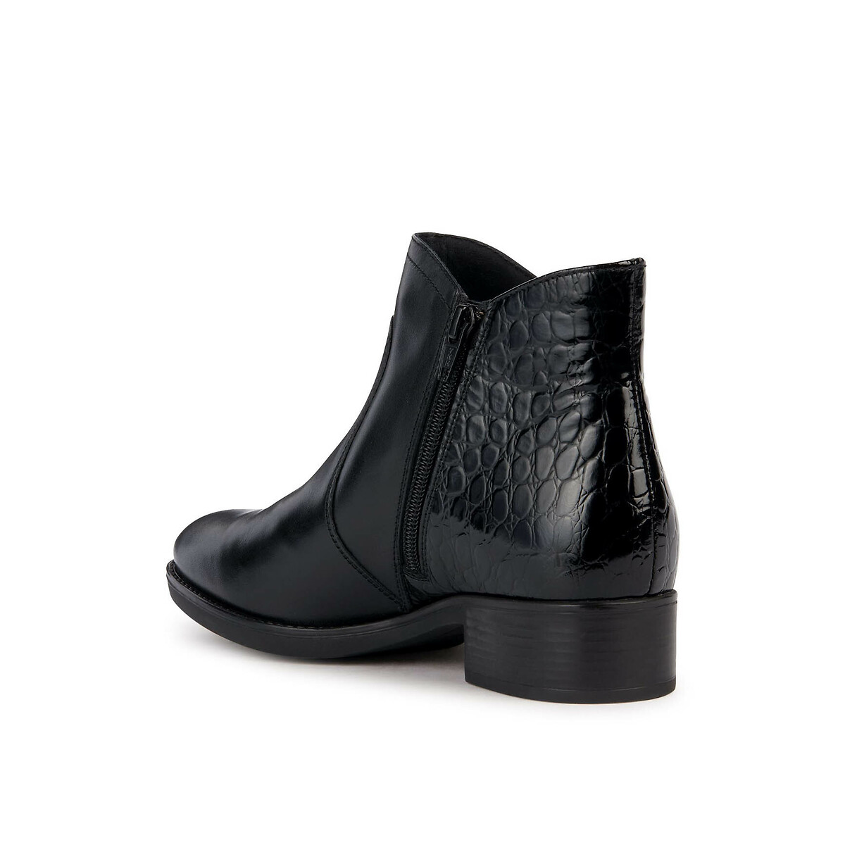 GEOX<br>Botas de tornozelo em couro respirável com zíper Felicity