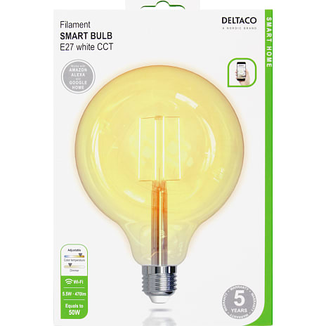 Deltaco E27 Smart Filament LED glødepære (Hvid)