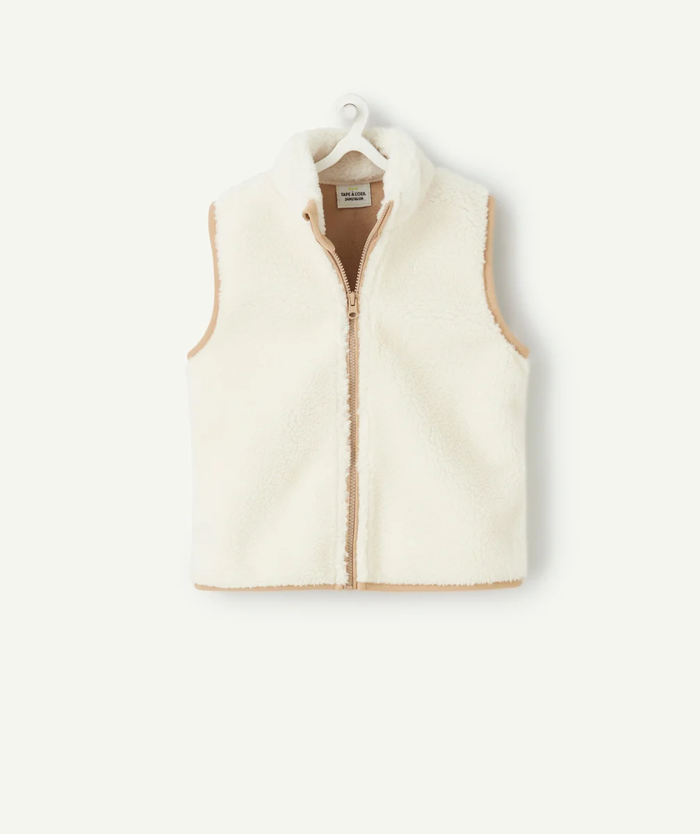 GILET SANS MANCHES BÉBÉ GARÇON SHERPA ÉCRU