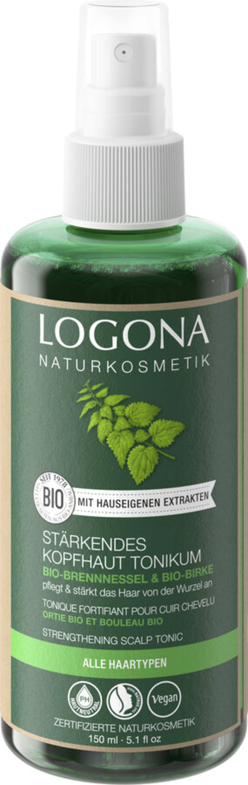 LOGONA  Stärkendes Kopfhaut Tonikum Bio-Brennnessel & Bio-Birke, 150 ml