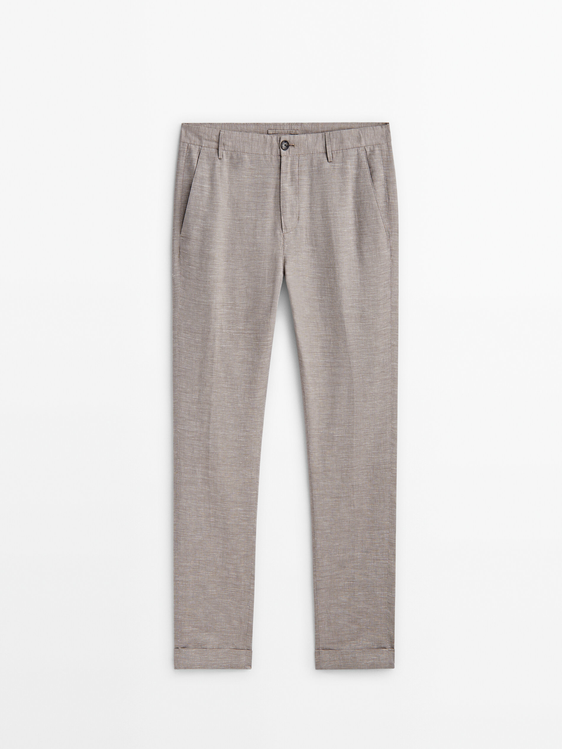 Calça chino Fil a Fil com corte afunilado - BEGE