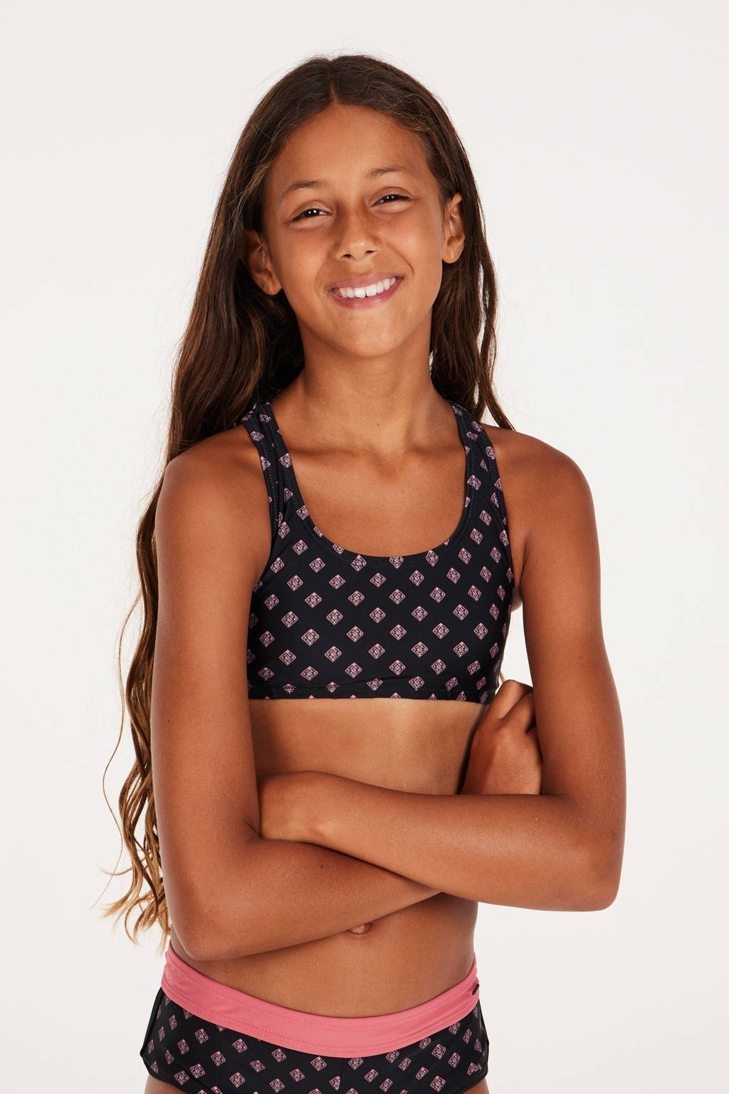 crop bikini PRTMIRROR JR zwart/roze