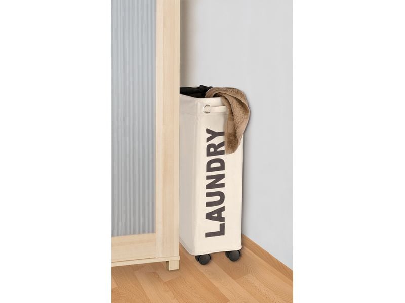 Wenko Wäschesammler Corno 43 l, Beige Wäschekorb mit Rollen