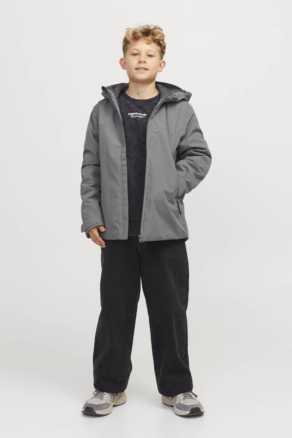 JACK & JONES gewatteerde winterjas JCOSUMMIT grijs
