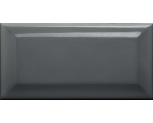 Wandtegel Facette Metro donkergrijs glanzend, 7,5x15cm