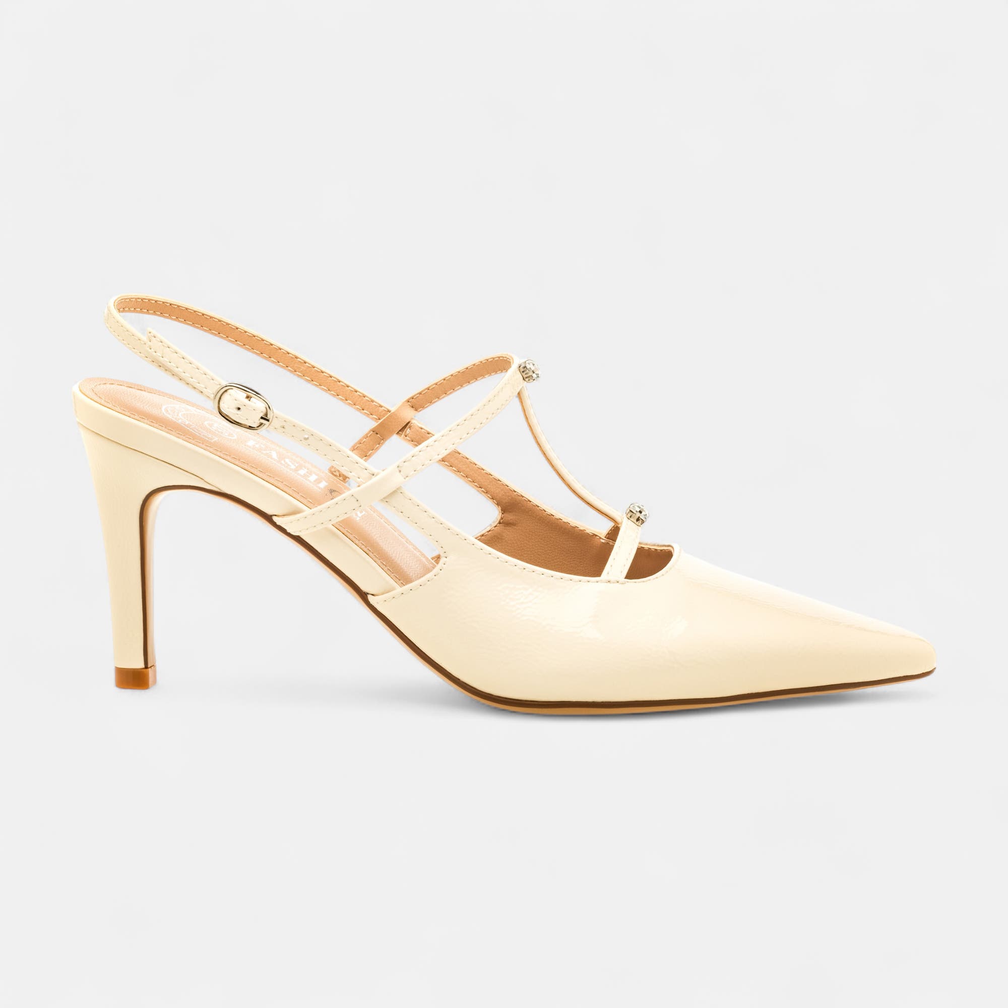 Escarpins avec bride arrière à talon Femme beige