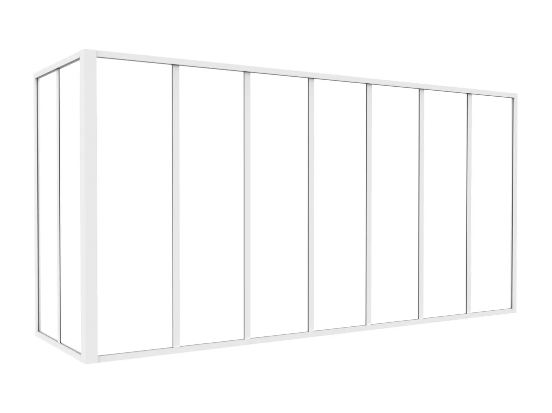 Verrière d'angle d'atelier en aluminium thermolaqué - L210 x L60 x H105 - Blanc - BAYVIEW