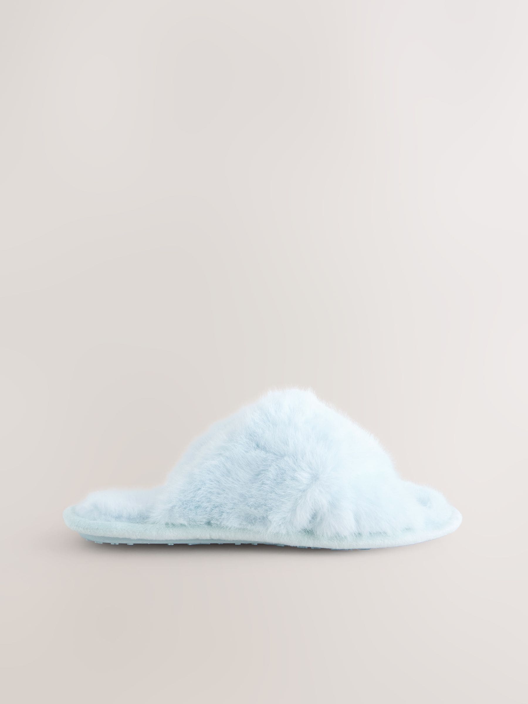 Blauw - Instappantoffels van imitatiebont