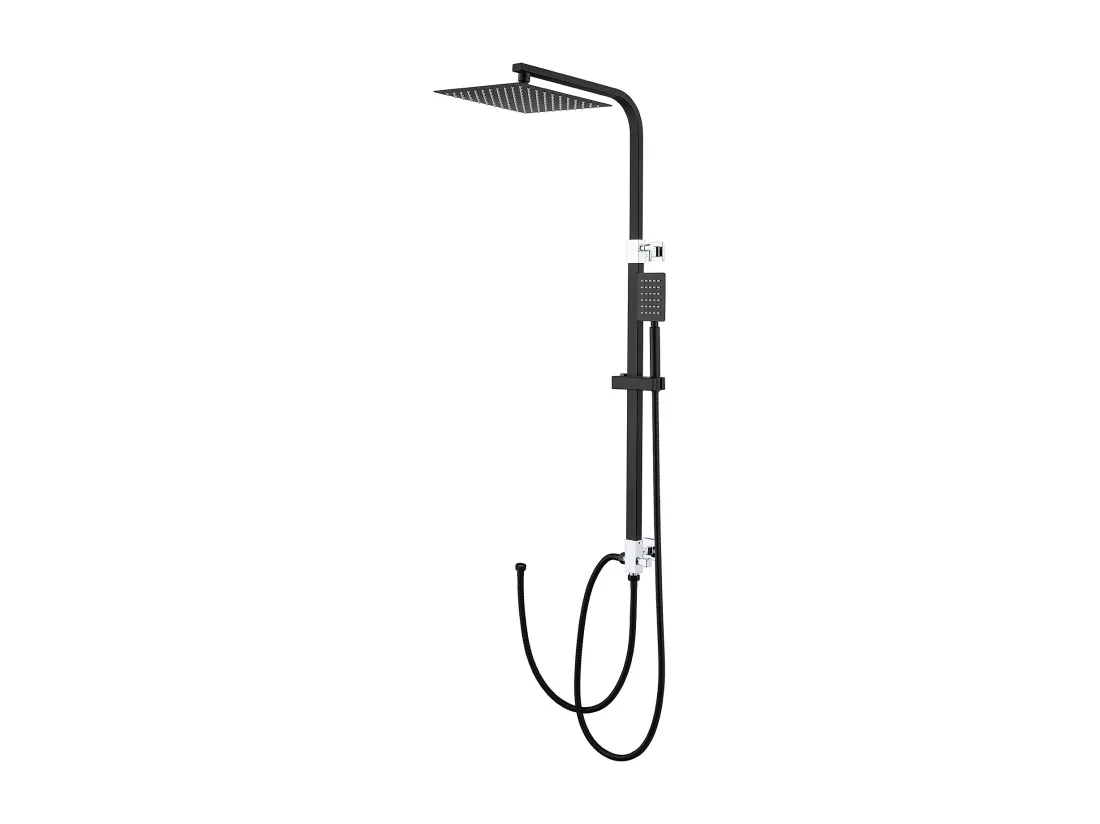 Colonne Douche Noir Sans Mitigeur Système Douche avec Douchette à Main/Tête Douche,Ensemble Douche Hauteur Réglable 690-1130cm Salle Bain,EU Modèle