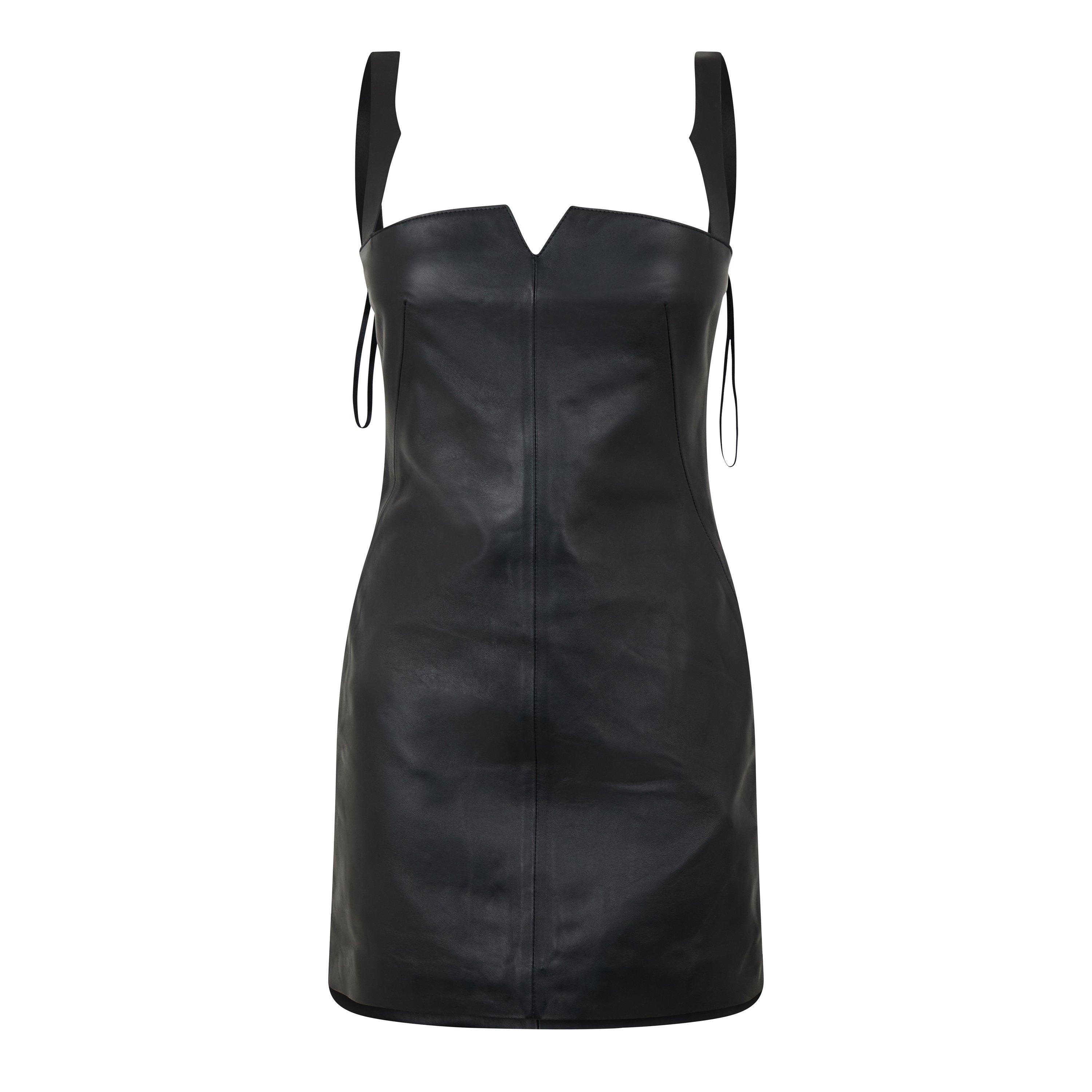 Off White Leather Mini Dress
