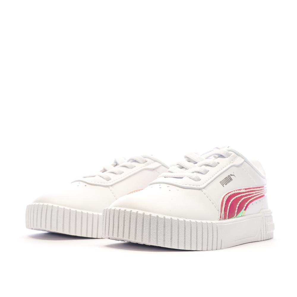 Puma Baskets Blanches/Roses Fille Puma Carina 2.0