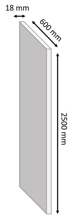 Tablette mélaminé chêne - 250 x 60 cm, ép.18 mm (vendu à la tablette)
