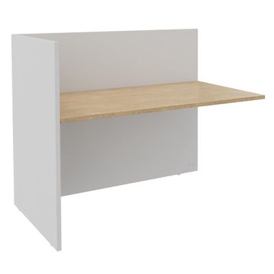 Banque d'accueil Module de départ haut OLA - L162,5 x H112 x P82,5 cm - structure blanc perle, plateau chêne clair
