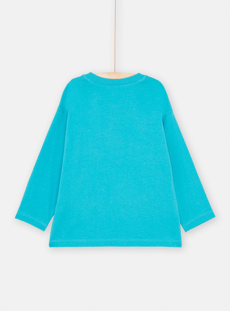 T-shirt turquoise patches et broderie dino pour garçon