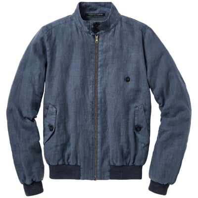 Herren-Leinenblouson, Mittelblau