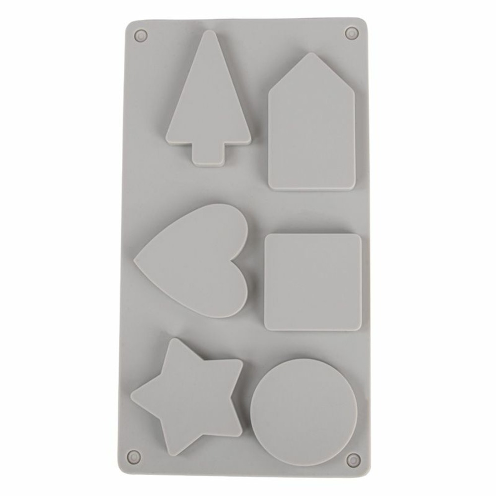 Moule en silicone 6 formes - maison, rond, carré, coeur, sapin, étoile