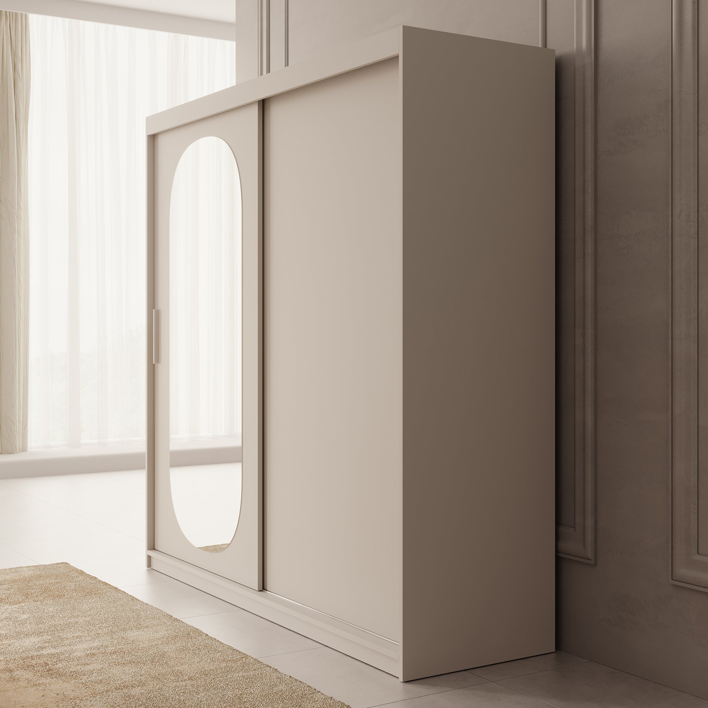 Bodhi - Kledingkast met schuifdeuren - Beige - 200x62x200 cm