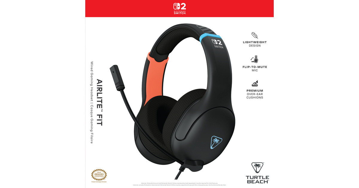 Turtle BeachAirlite Fit bedrade gamingheadset over-ear gaming headset  (Zwart, Nintendo Switch 2, Nintendo Switch, Nintendo Switch Lite, Nintendo Switch - OLED-model)