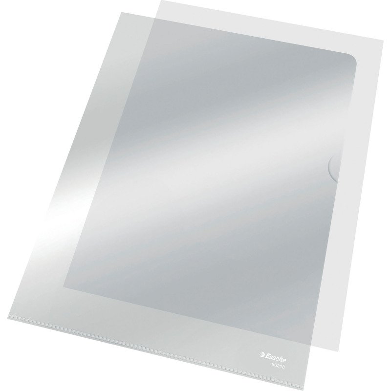 Chemise coin plastique Esselte Leitz A4 polypropylène 10,5/100e incolore - Paquet de 100