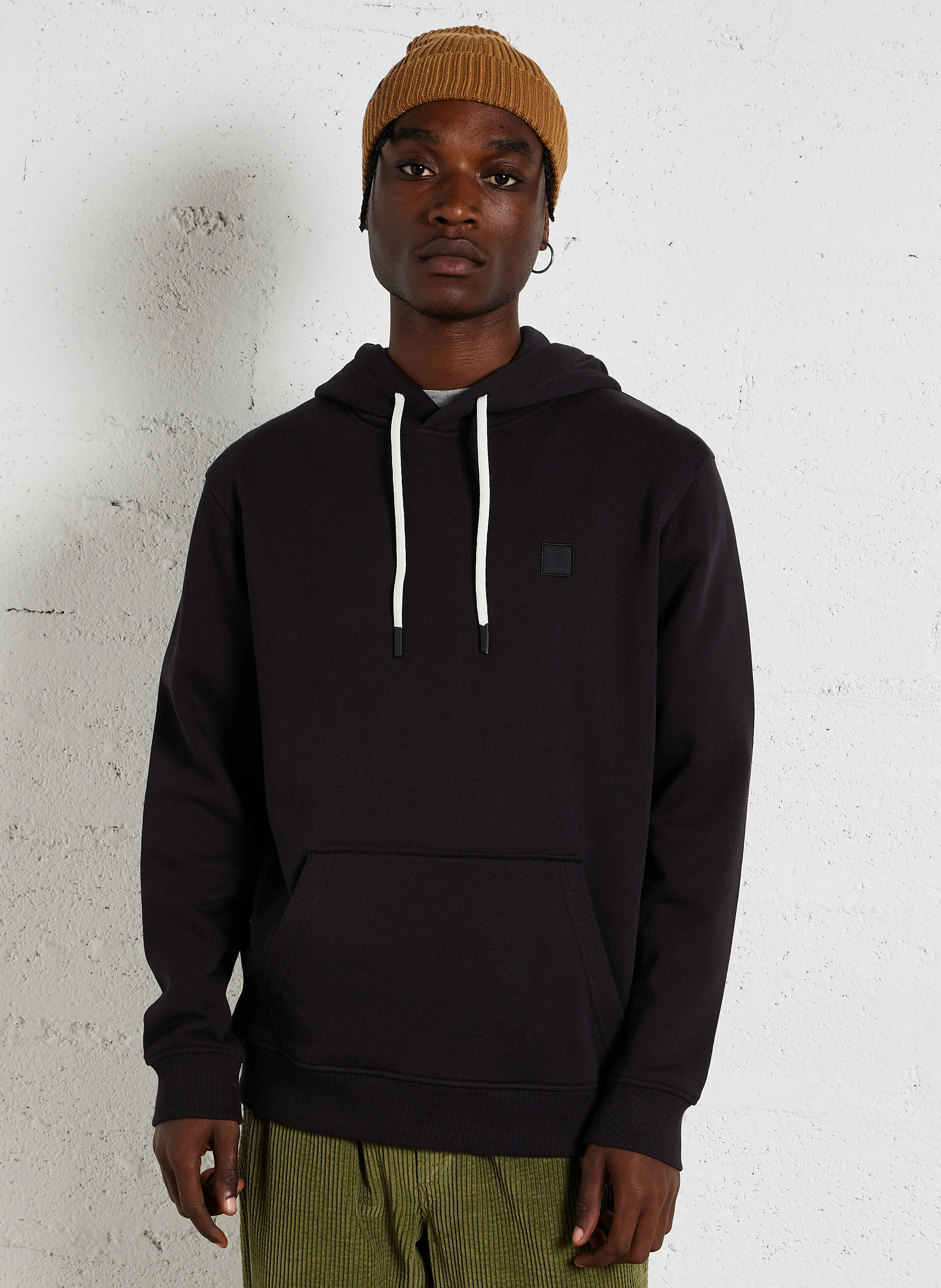 Sweat droit à capuche en coton| Noir