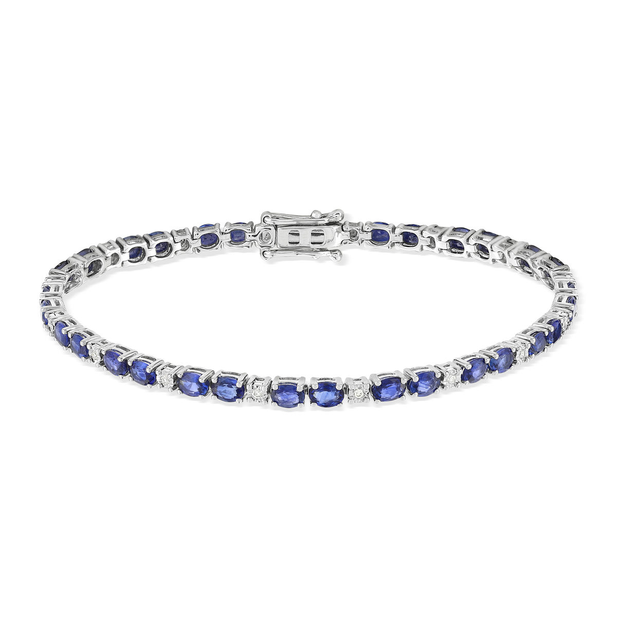 Bracelet or 750 blanc saphirs et diamants 18 cm