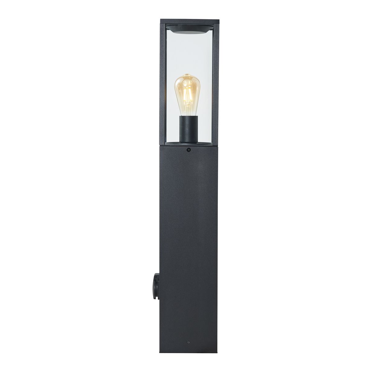 Moderne staande buitenlamp zwart 80cm met stopcontact IP44 - Charlois