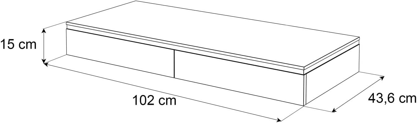 Lookway Hängender Schminktisch Aurora Kaschmir Matt mit Goldener Dekorleiste – optional mit LED-Spiegel, eleganter Wandtisch für Schlafzimmer & Wohnzimmer (ohne Spiegel)