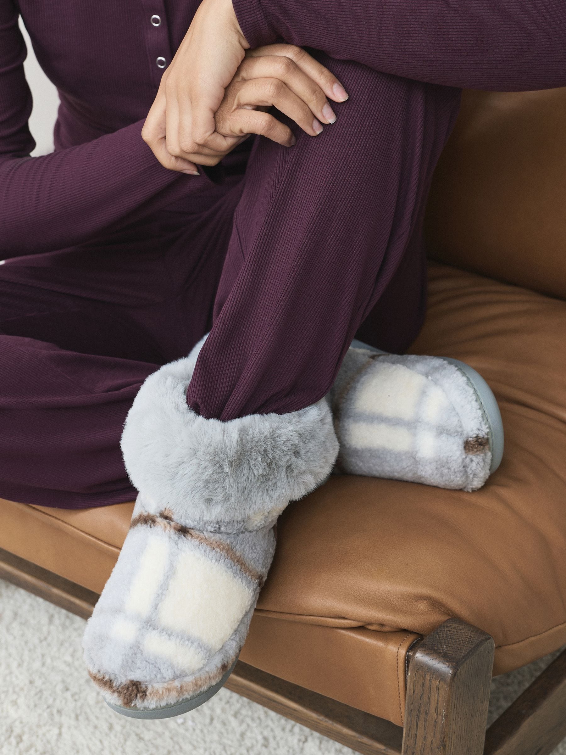 Grijs - Faux Fur Borg Boot Slippers