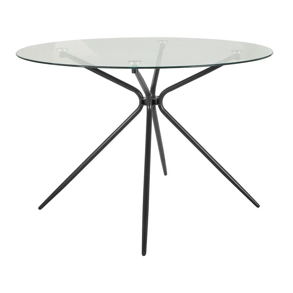 Silvie - Ronde eettafel Ø110 cm 4 zitplaatsen in glas / zwart
