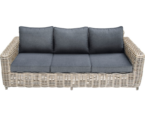 Premium Luxe 5-zits loungeset bestaande uit: 2 fauteuils, bank, tafel en zitkussens, polyrotan, aluminium, grijs