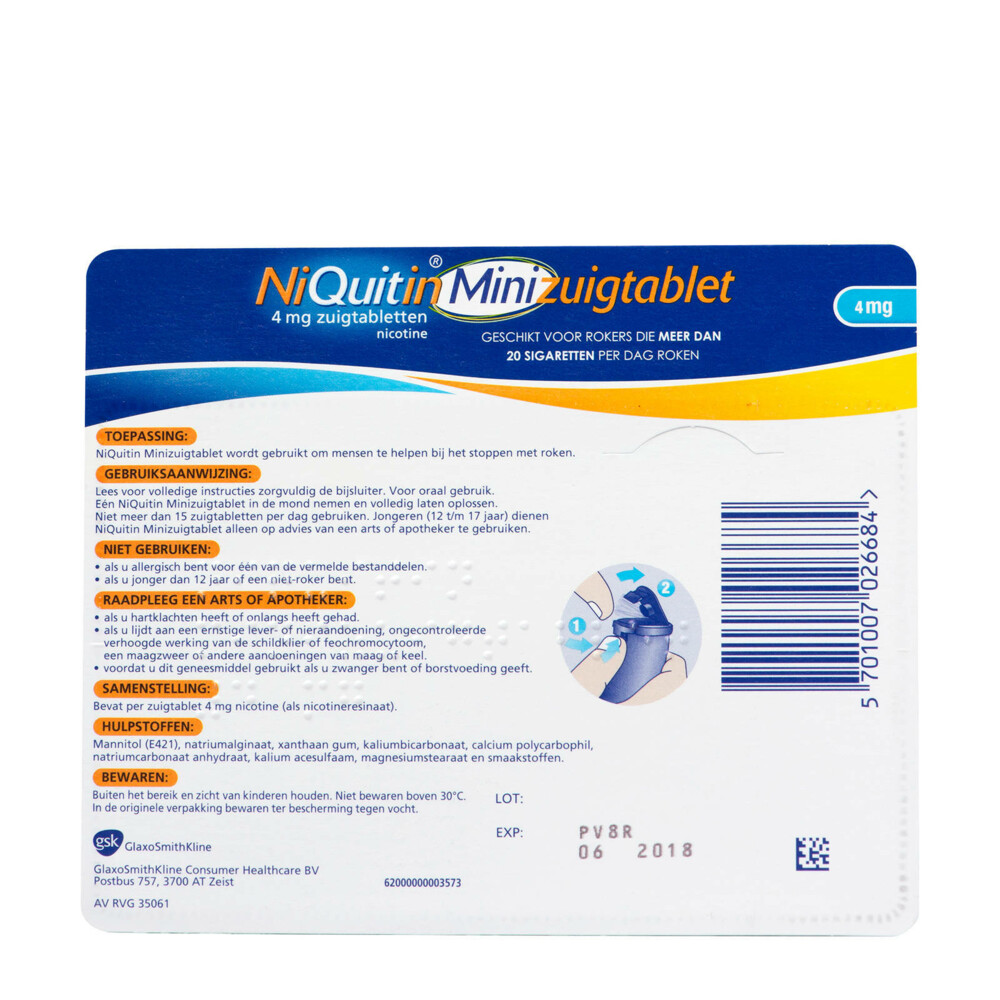 Niquitin Mini 4 mg Zuigtablet 60 stuks