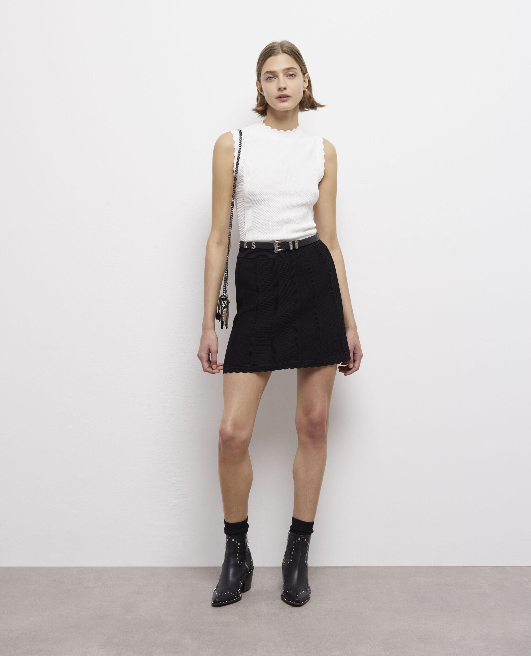 Top court blanc en maille