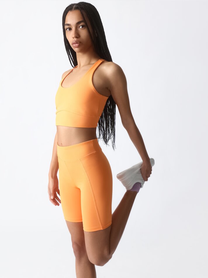 Calça Legging Esportiva para Ciclismo - Tamanho Médio Laranja