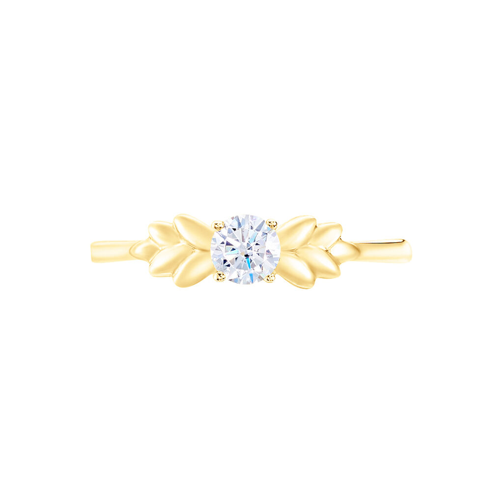 Bague Solitaire Alexine Or Jaune Oxyde De Zirconium