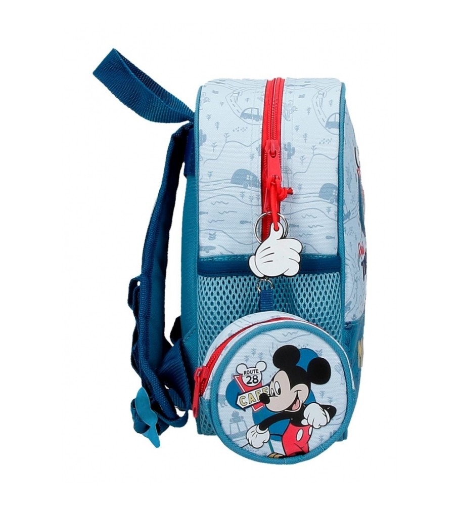 Mochila infantil Disney Mickey Road Trip, adaptável a carrinho de compras, azul