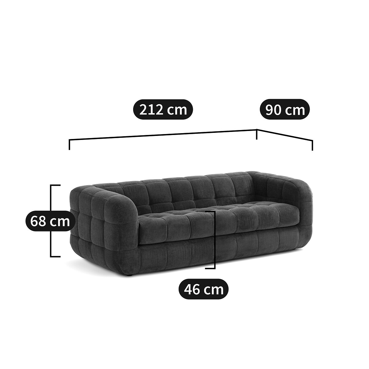 LA REDOUTE INTERIEURS<br>Sofá de 3 lugares, Pieta