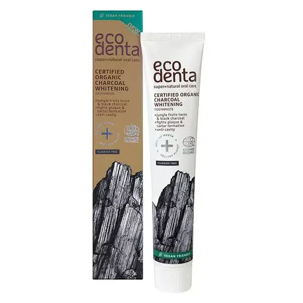 Pasta de dentes clareadora orgânica Ecodenta com carvão ativado 75ml