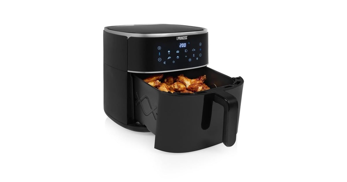 Princess182254 Digitale Airfryer 8L heteluchtfriteuse  (Zwart, 8 liter | hetelucht | verstelbaar Airfryerrek | BPA-vrij)