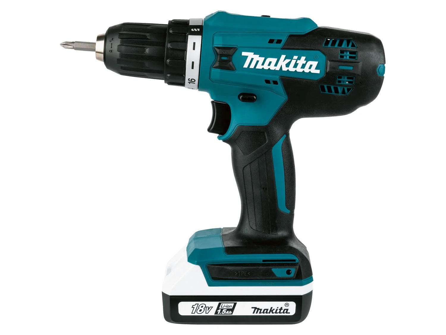 Makita 18 V cordless drill/driver set &raquo;DF488D&laquo;, with 2 batteries and charger