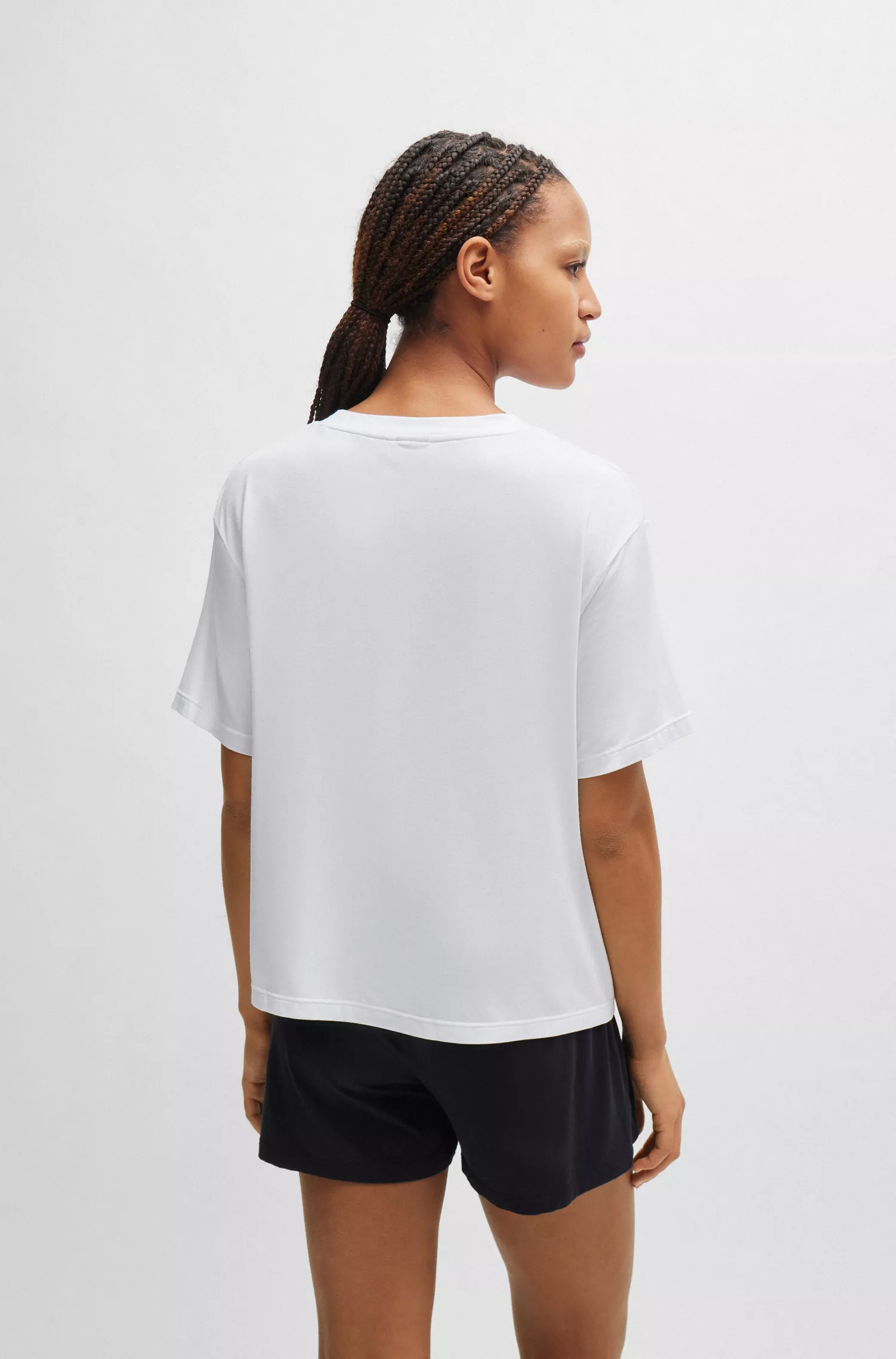 Camiseta de pijama HUGO vermelha, modelagem relaxada, com logotipo estampado.