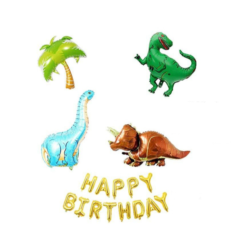 (165-tlg. Set) Happy Birthday Girlande Kinder Geburtstags Party Deko Dinosaurier   Latex- und Folienballons / Kuchenstecker / Haut Sticker / - Grün